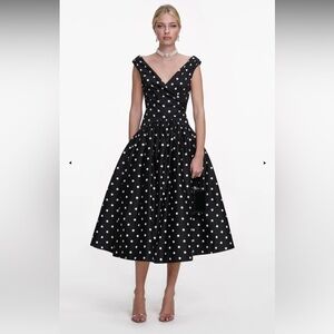 SELF PORTRAIT Elegant Black Polka Dot Dress